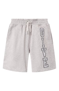 Детские хлопковые шорты GIVENCHY светло-серого цвета, арт. H30714 | Фото 1 (Материал подклада: Хлопок; Материал сплава: Проставлено; Нос: Не проставлено; Случай: Повседневный; Материал внешний: Хлопок; Ростовка одежда: 5 лет | 110 см, 7 лет | 122 см, 9 лет | 134 см, 13 - 15 лет | 158 см, 12 лет | 152 см)