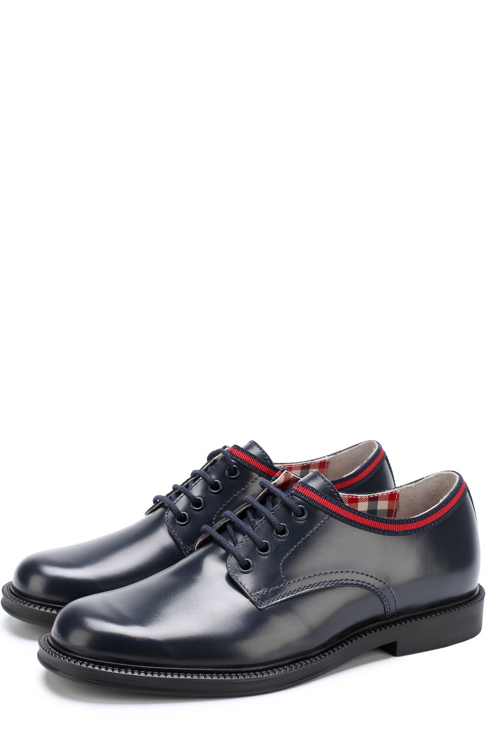 Кожаные дерби с текстильной отделкой GUCCI, арт. 477514/D7310, фото 1