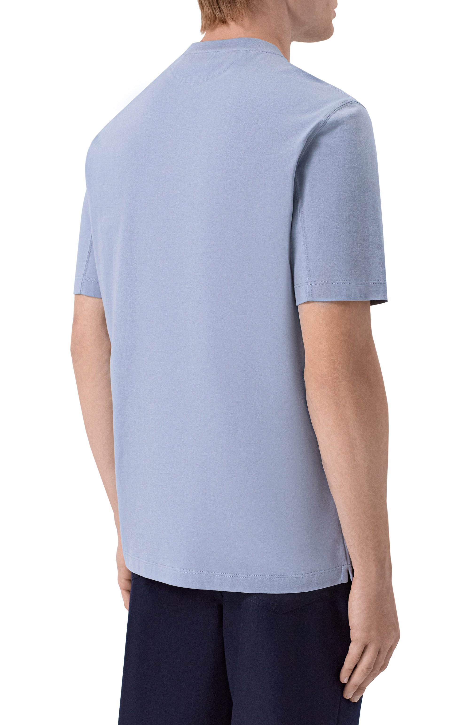 Хлопковая футболка BRUNELLO CUCINELLI голубого цвета по цене 51950 руб., арт. M0B138440, фото 4 Хлопковая футболка BRUNELLO CUCINELLI, арт. M0B138440, фото 4