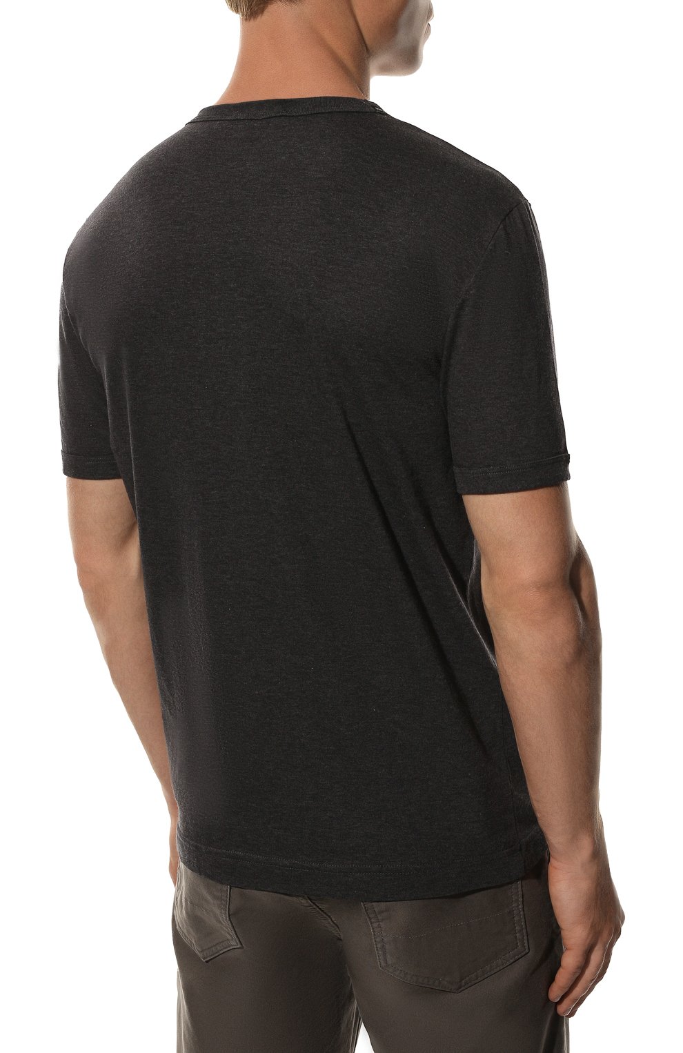 Хлопковая футболка DOLCE & GABBANA темно-серого цвета по цене 39050 руб., арт. G8HI7T/FU7EQ, фото 4 Хлопковая футболка DOLCE & GABBANA, арт. G8HI7T/FU7EQ, фото 4