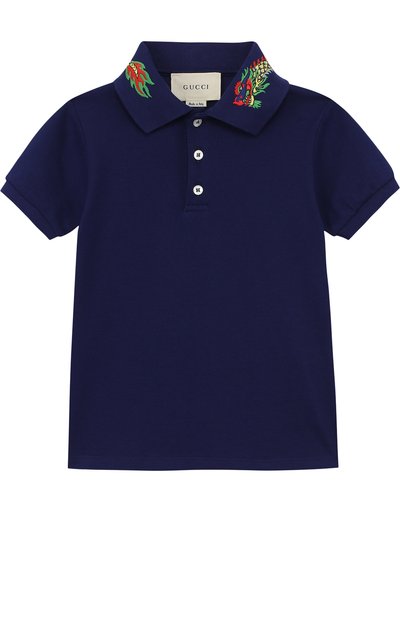 Хлопковое поло с вышивкой на воротнике GUCCI, арт. 475711/X5U29, фото 1
