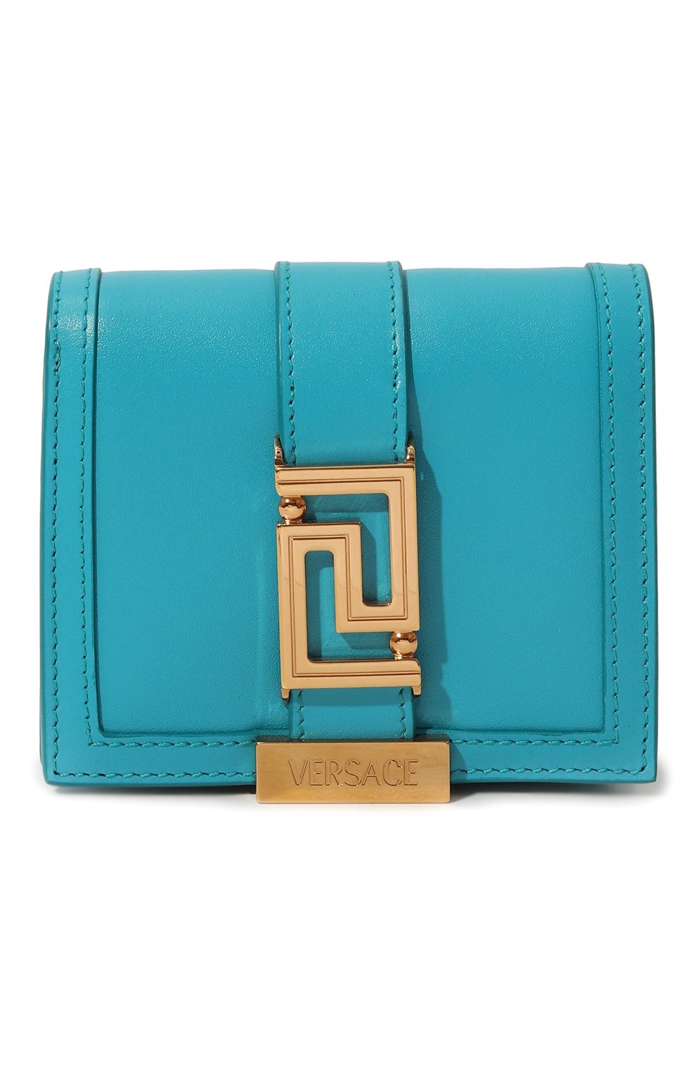 Кожаное портмоне VERSACE бирюзового цвета по цене 86350 руб., арт. 1007130, фото 1 Кожаное портмоне VERSACE, арт. 1007130, фото 1