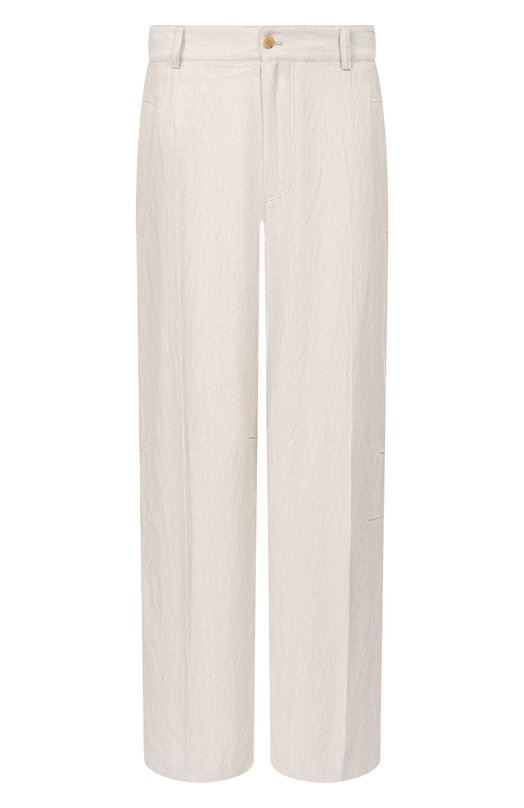 Брюки из хлопка и льна Dries Van Noten 020917/3131 Кремовый 020917/3131