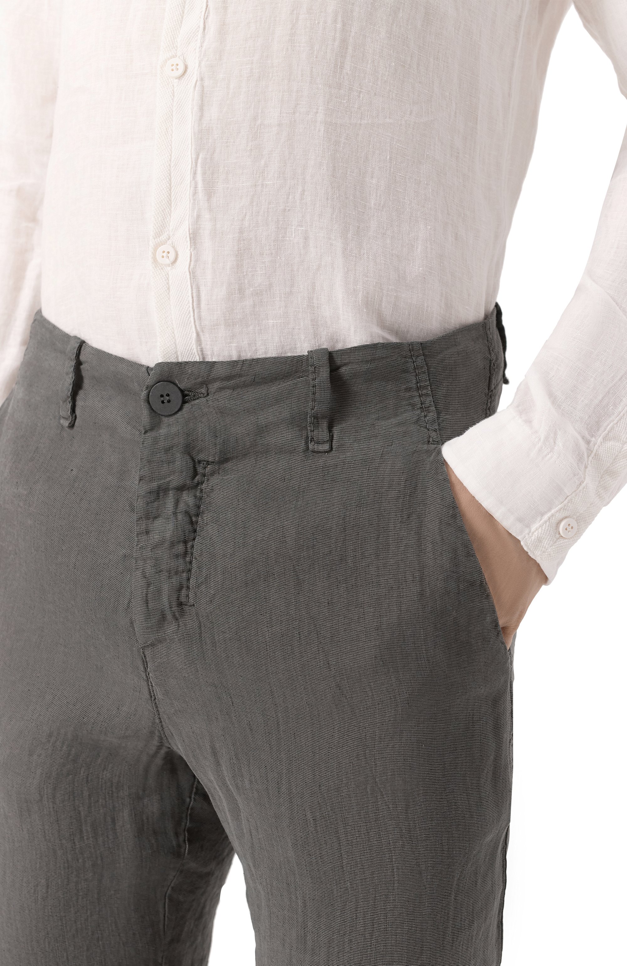 Льняные брюки TRANSIT темно-серого цвета по цене 39950 руб., арт. CFUTRZH170, фото 5 Льняные брюки TRANSIT, арт. CFUTRZH170, фото 5