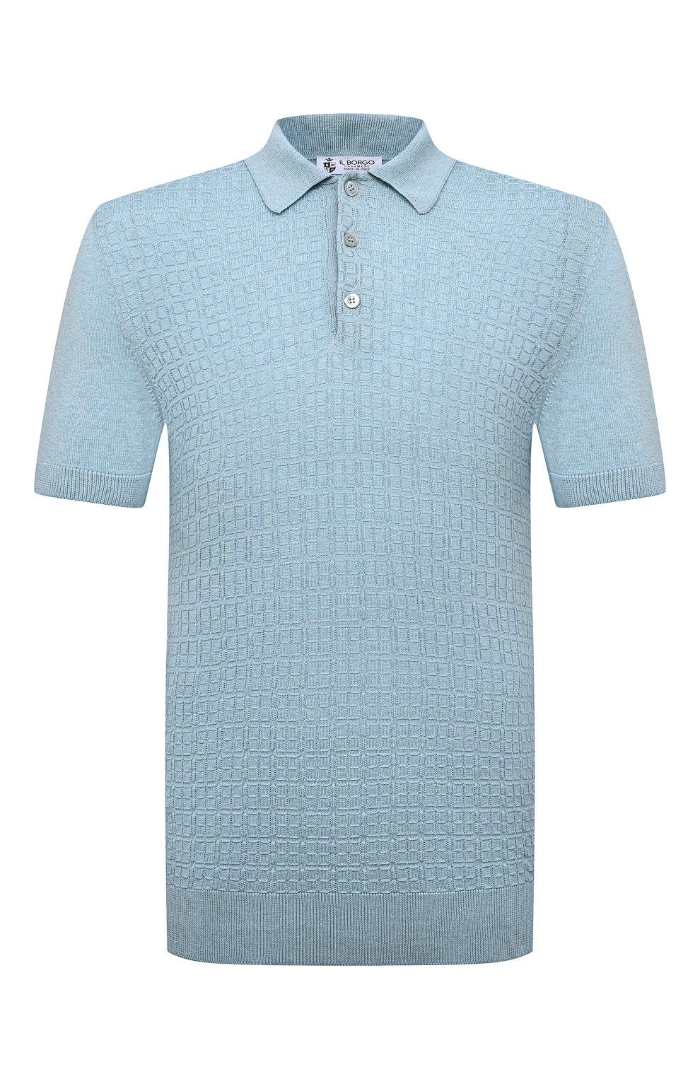 Поло из шелка и хлопка IL BORGO CASHMERE голубого цвета по цене 51350 руб., арт. 57-1090-M0DG0, фото 1 Поло из шелка и хлопка IL BORGO CASHMERE, арт. 57-1090-M0DG0, фото 1