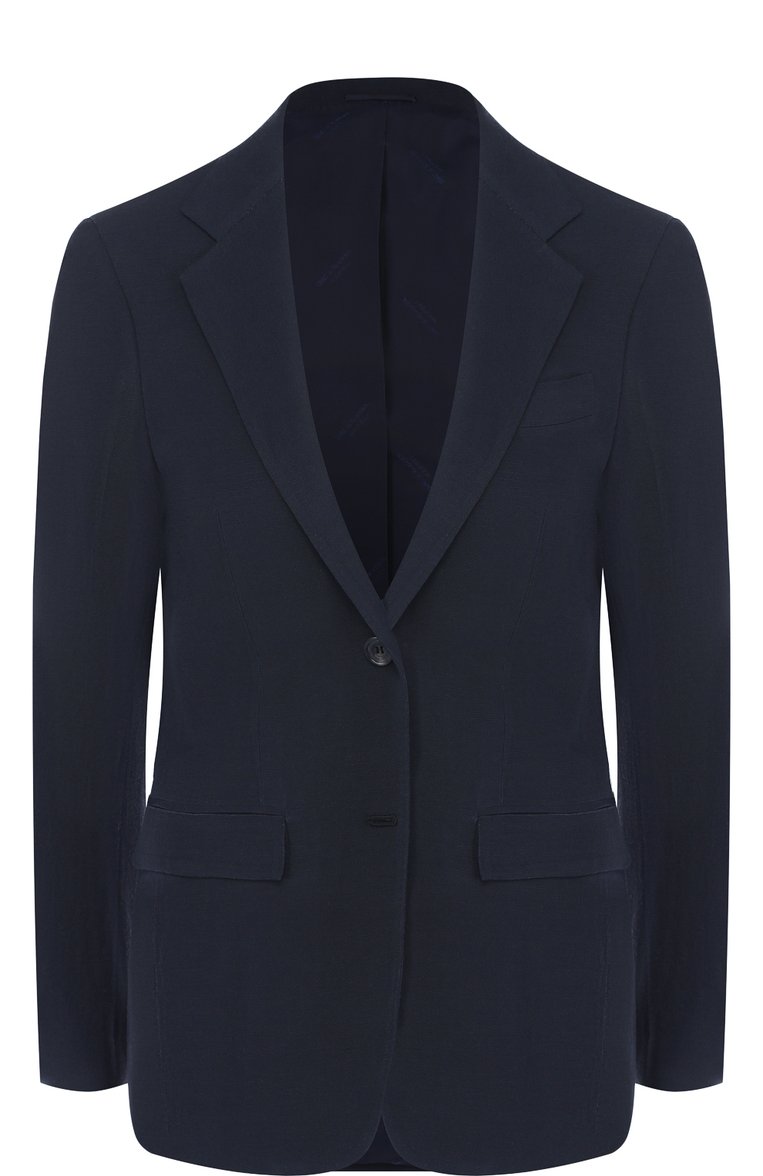 Однотонный жакет из смеси вискозы и льна KITON, арт. DG81GK09P7901003, фото 1