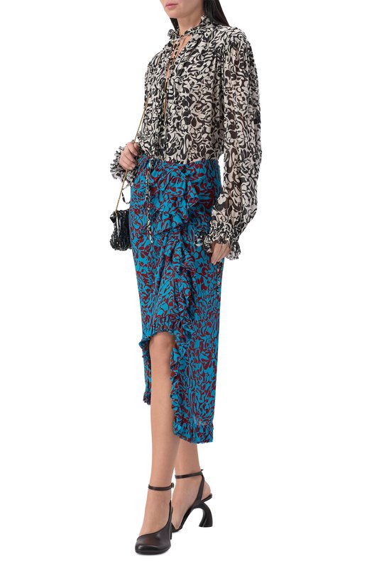 Юбка из вискозы Dries Van Noten 130813/3006 Голубой  130813/3006 Фото 2