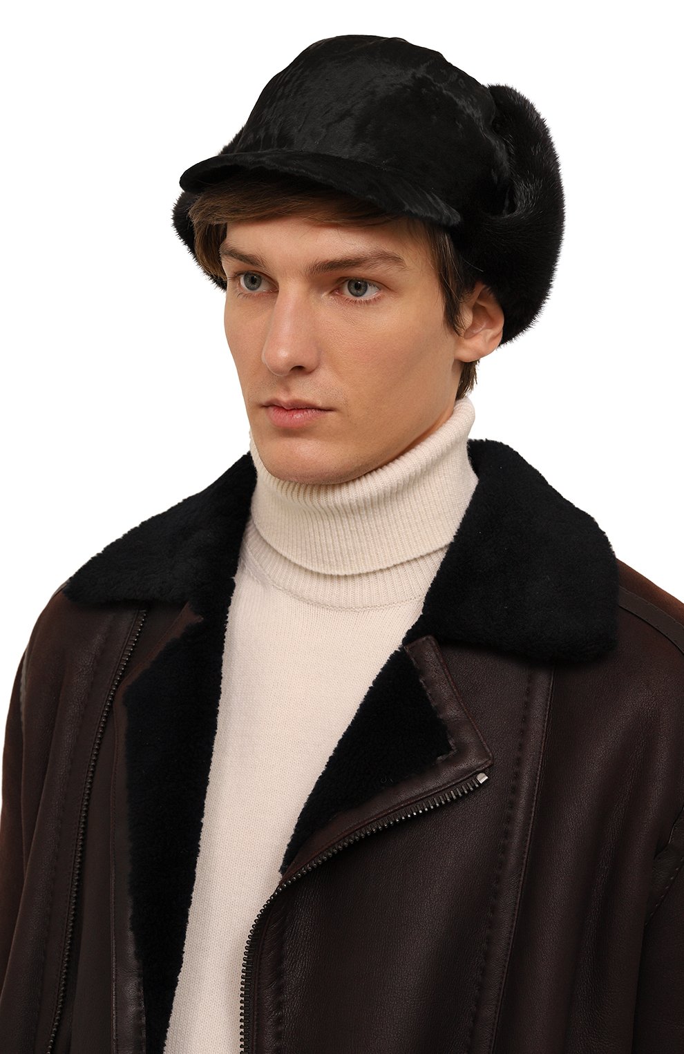 Шапка-ушанка из меха каракульчи и норки FURLAND черного цвета по цене 46000 руб., арт. 0169720010005600005, фото 5 Шапка-ушанка из меха каракульчи и норки FURLAND, арт. 0169720010005600005, фото 5