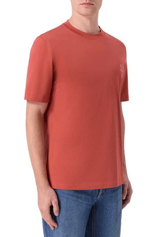 Хлопковая футболка Brunello Cucinelli M0B138440 Красный  M0B138440 Фото 3