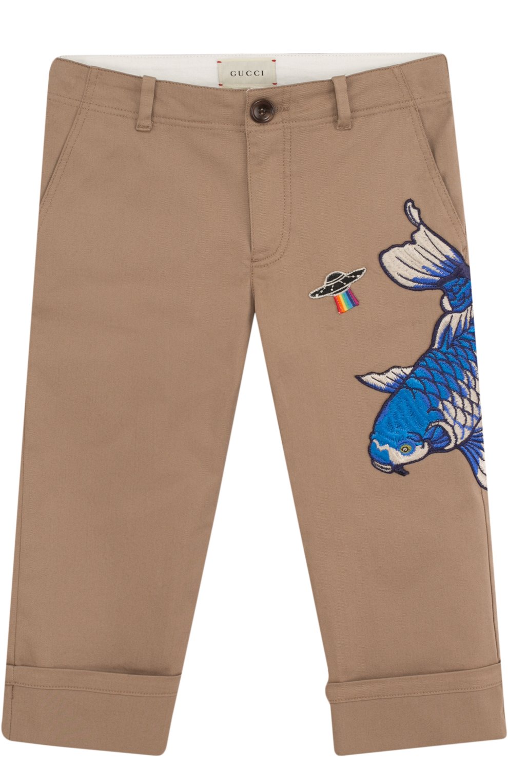 Хлопковые брюки с аппликациями GUCCI, арт. 499974/XBC99, фото 1