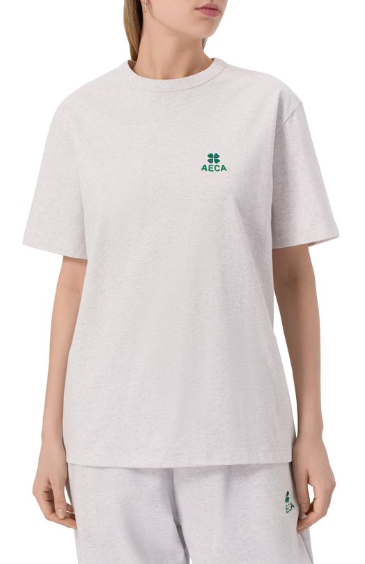 Хлопковая футболка AECA WHITE AWCMSSBDTTSST010C0.LIGHT GREY (S) Серый  AWCMSSBDTTSST010C0.LIGHT GREY (S) Фото 3