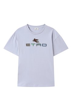 Детская хлопковая футболка ETRO голубого цвета, арт. GW8P81 | Фото 1 (Драгоценные камни: Проставлено; Материал сплава: Проставлено; Рукава: Короткие; Мальчики Кросс-КТ: Футболка-одежда; Материал внешний: Хлопок; Ростовка одежда: 4 года | 104 см, 8 лет | 128 см, 10 - 11 лет | 140 - 146см, 16 лет | 164 см, 12 лет | 152 см, 13 - 15 лет | 158 см, 6 лет | 116 см)