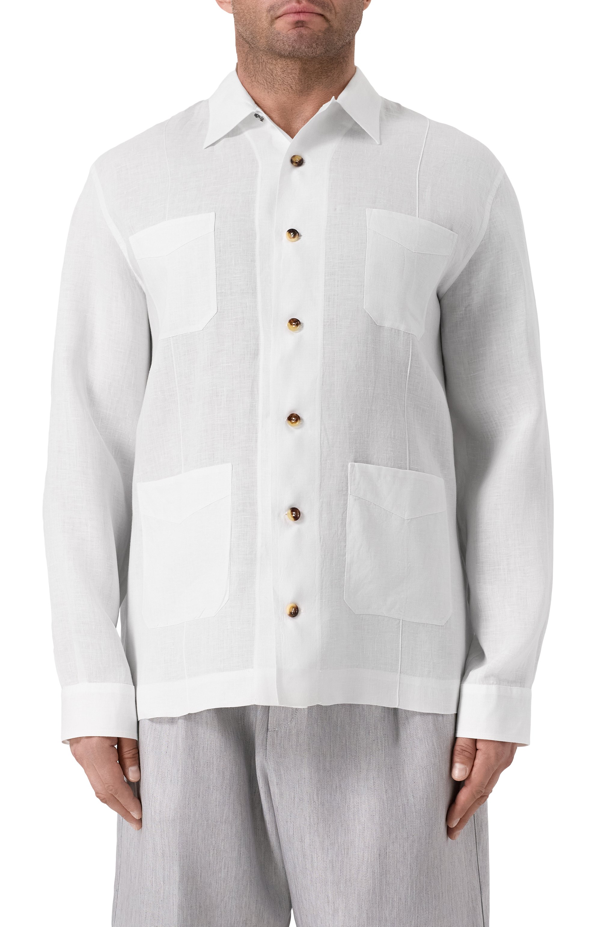Льняная рубашка BRUNELLO CUCINELLI, арт. MM6840648, фото 3