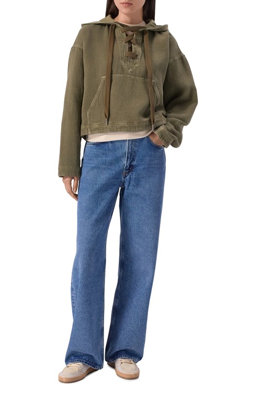 Джинсовое худи Golden Goose Deluxe Brand GWP02341.P002079 Хаки  GWP02341.P002079 Фото 2