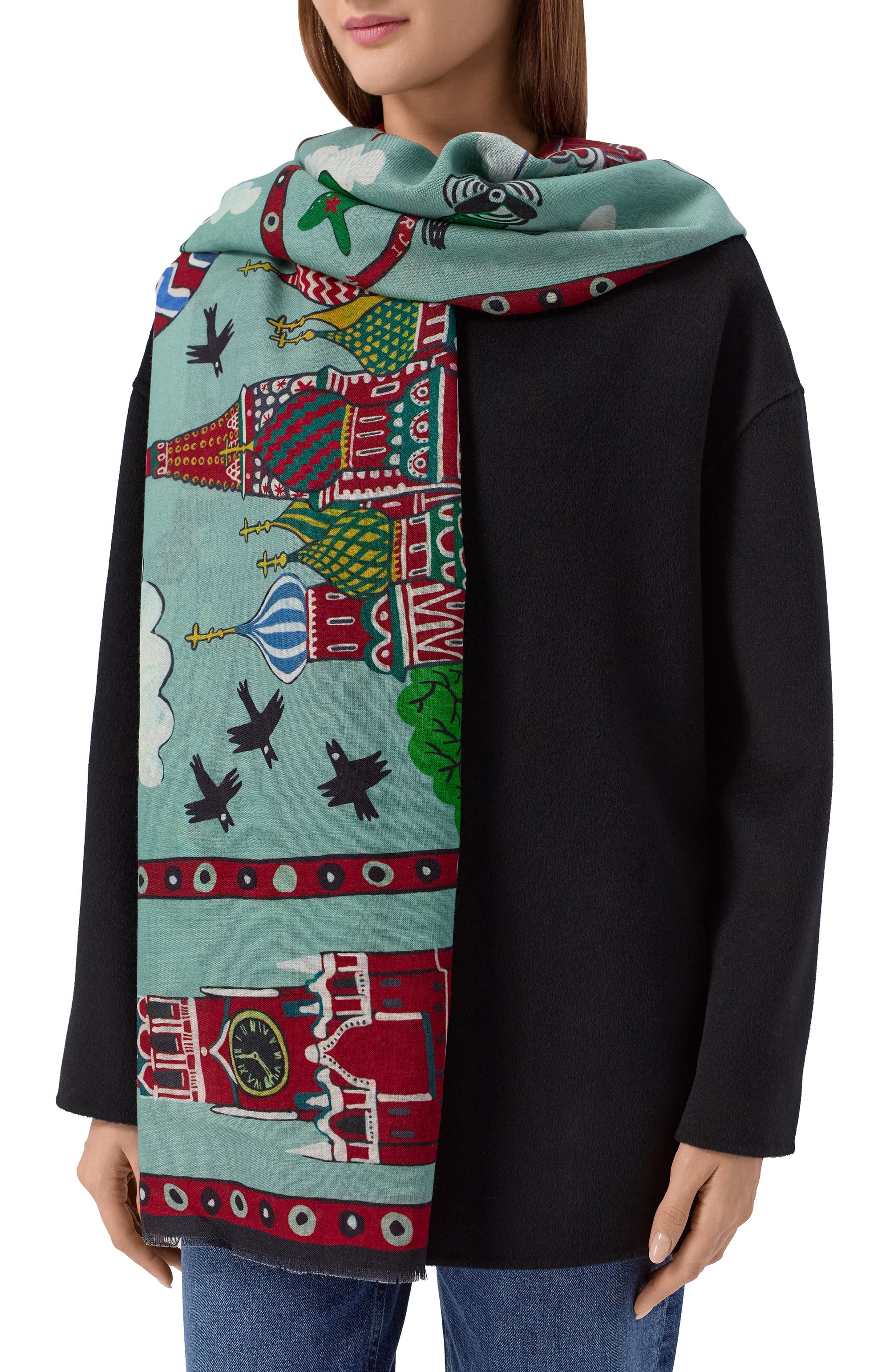 Шерстяная шаль красная площадь GOURJI, арт. 91238639/31106, фото 2