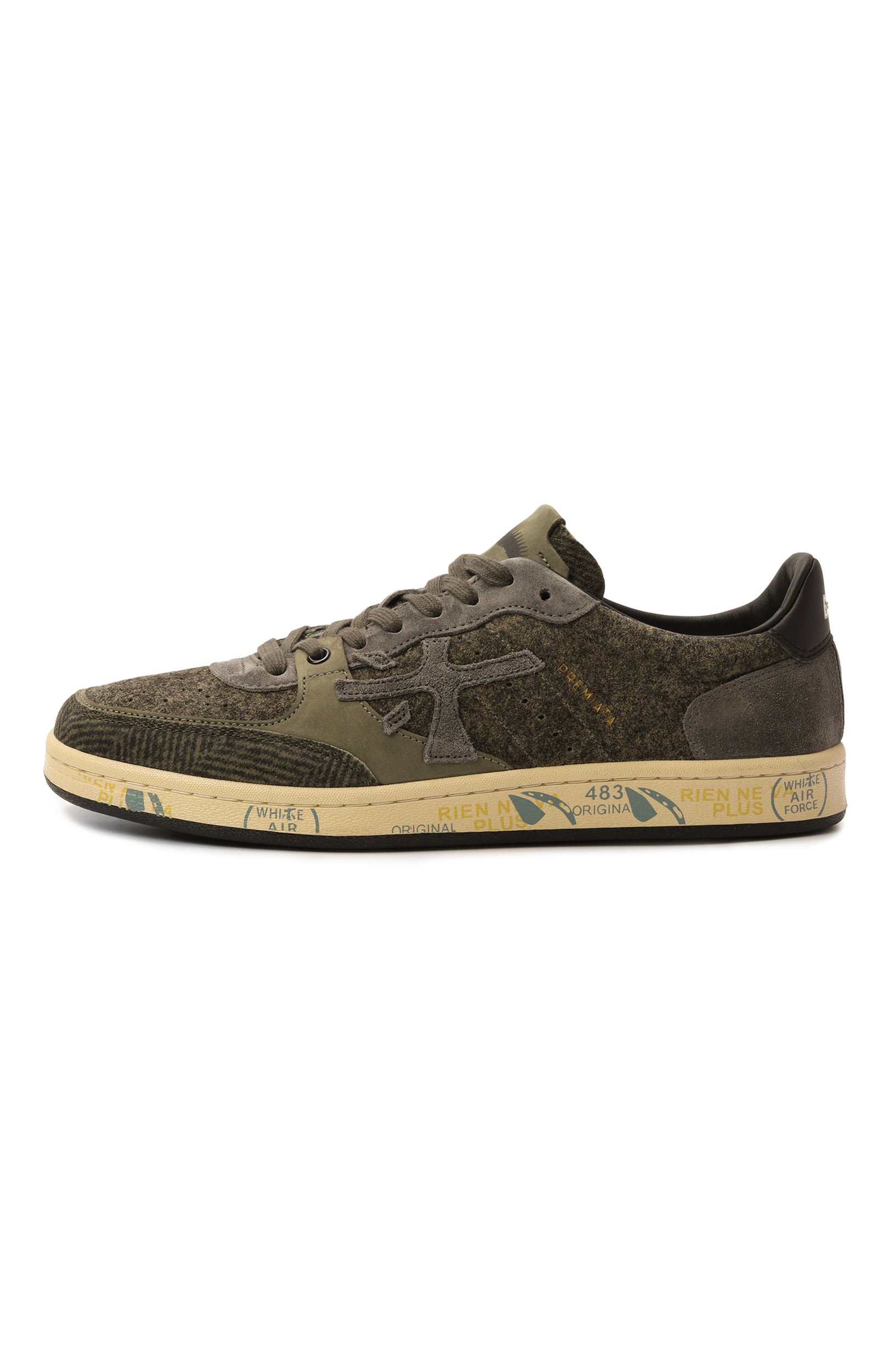 Комбинированные кеды bskt clay PREMIATA хаки цвета по цене 32750 руб., арт. BSKT CLAY/VAR 8442, фото 3 Комбинированные кеды bskt clay PREMIATA, арт. BSKT CLAY/VAR 8442, фото 3