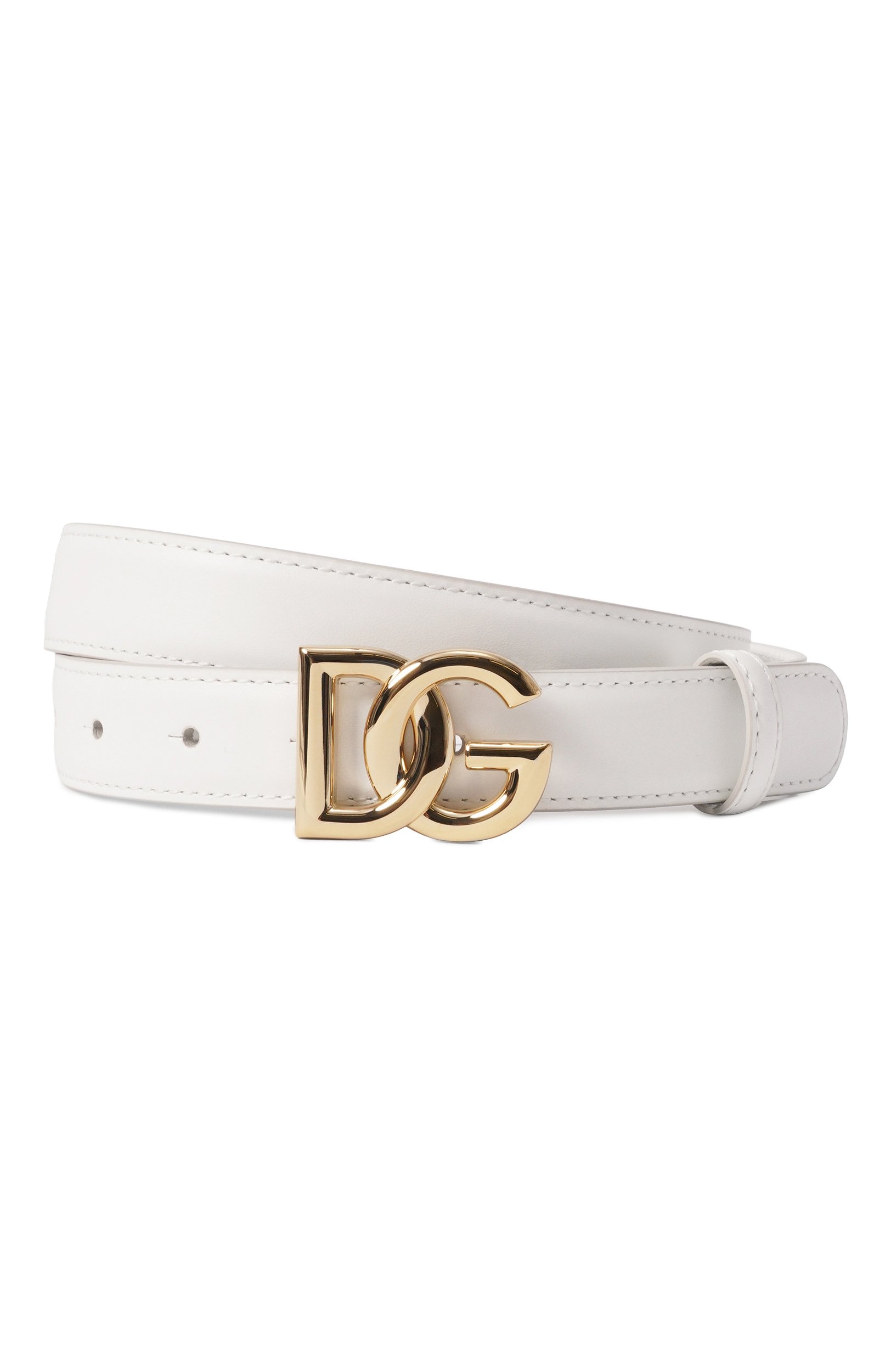 Кожаный ремень DOLCE & GABBANA белого цвета по цене 56500 руб., арт. BE1447/AW576, фото 1 Кожаный ремень DOLCE & GABBANA, арт. BE1447/AW576, фото 1