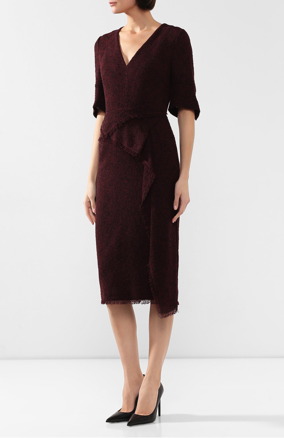 Шерстяное платье ROLAND MOURET бордового цвета по цене 209000 руб., арт. AW19/S0805/F0360, фото 3 Шерстяное платье ROLAND MOURET, арт. AW19/S0805/F0360, фото 3