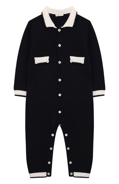 Шерстяной комбинезон BABY T темно-синего цвета по цене 11900 руб., арт. 19AI021T/18M-2A, фото 1 Шерстяной комбинезон BABY T, арт. 19AI021T/18M-2A, фото 1