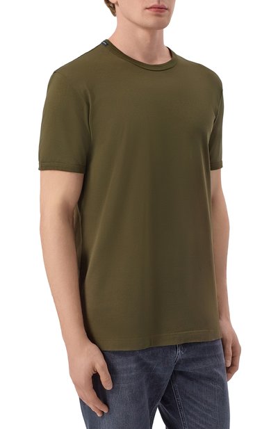 Хлопковая футболка DOLCE & GABBANA хаки цвета по цене 39050 руб., арт. G8JX7T/G7P1A, фото 3 Хлопковая футболка DOLCE & GABBANA, арт. G8JX7T/G7P1A, фото 3