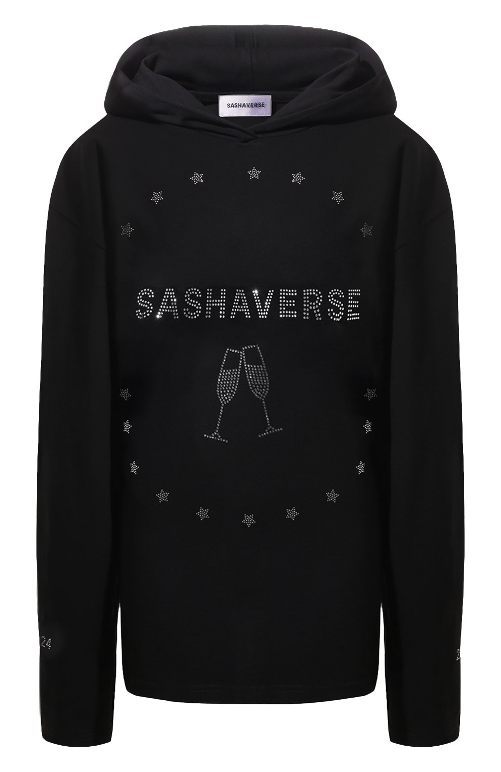 Хлопковое худи SASHAVERSE черного цвета по цене 27000 руб., арт. SW001S/NY/CO/900/NY24, фото 1 Хлопковое худи SASHAVERSE, арт. SW001S/NY/CO/900/NY24, фото 1