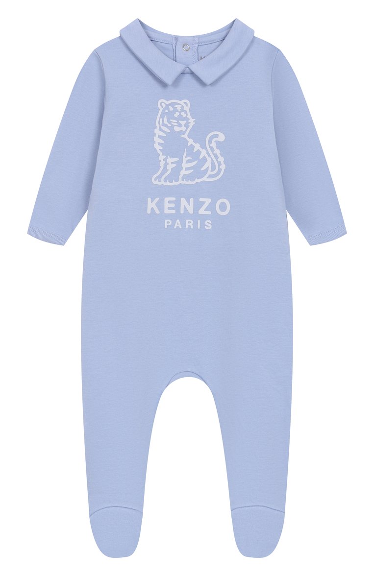 Детский компл�ект из двух комбинезонов KENZO голубого цвета, арт. K60869 | Фото 4 (Материал внешний: Хлопок; Нос: Не проставлено; Автоматизация состава: Проставлено; Ростовка одежда: 0 - 3 мес | 50 - 60 см, 3 мес | 62 см, 6 мес | 68 см)