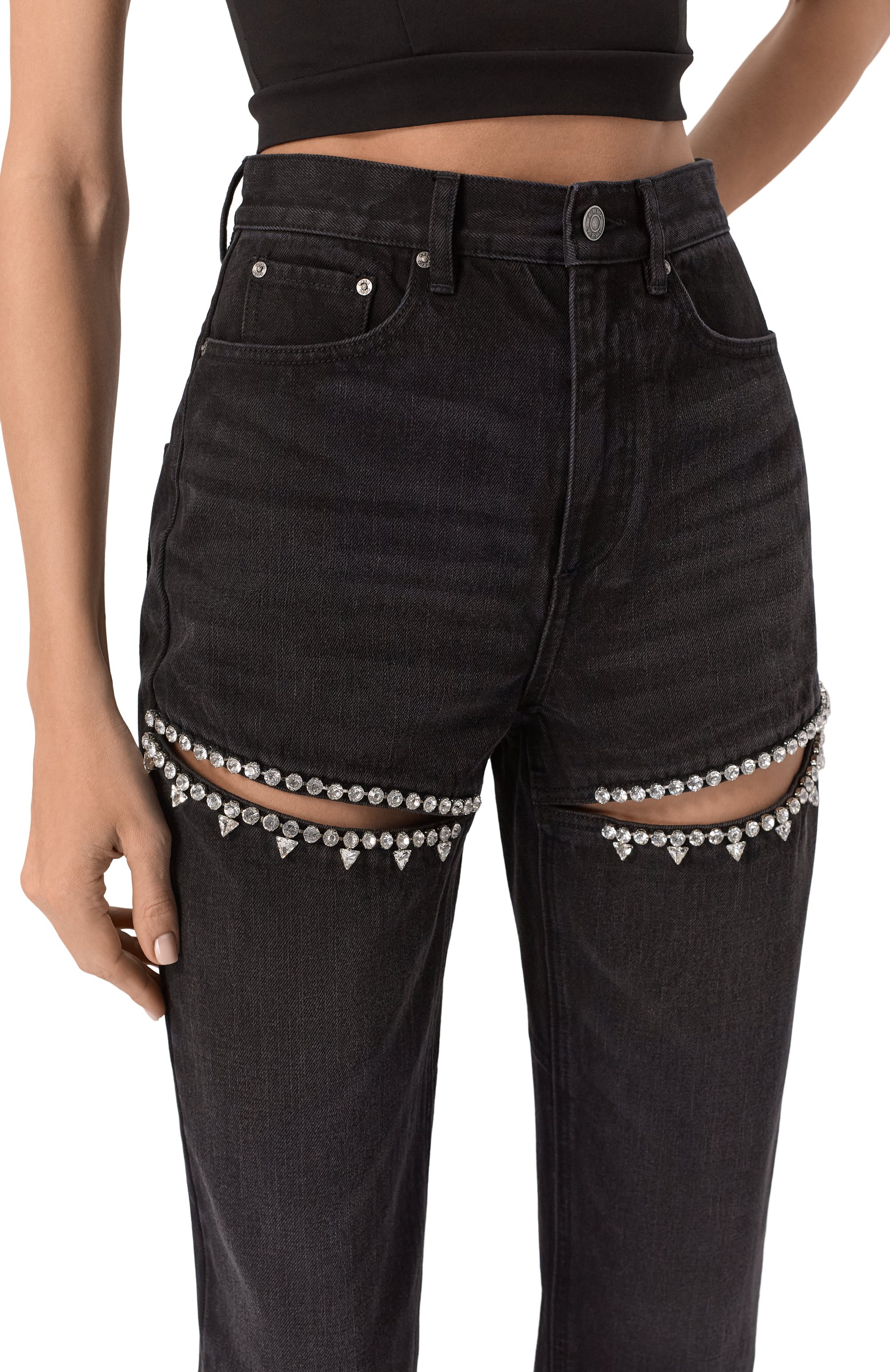 Джинсы с отделкой стразами AREA, арт. 0000P01333, фото 5