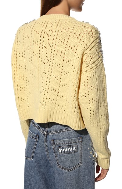 Кашемировый кардиган MIU MIU желтого цвета по цене 275000 руб., арт. MMF588-10XK-F0061, фото 4 Кашемировый кардиган MIU MIU, арт. MMF588-10XK-F0061, фото 4