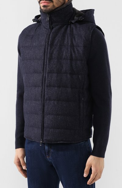 Пуховый жилет на молнии с капюшоном LORO PIANA, арт. FAI3790, фото 3