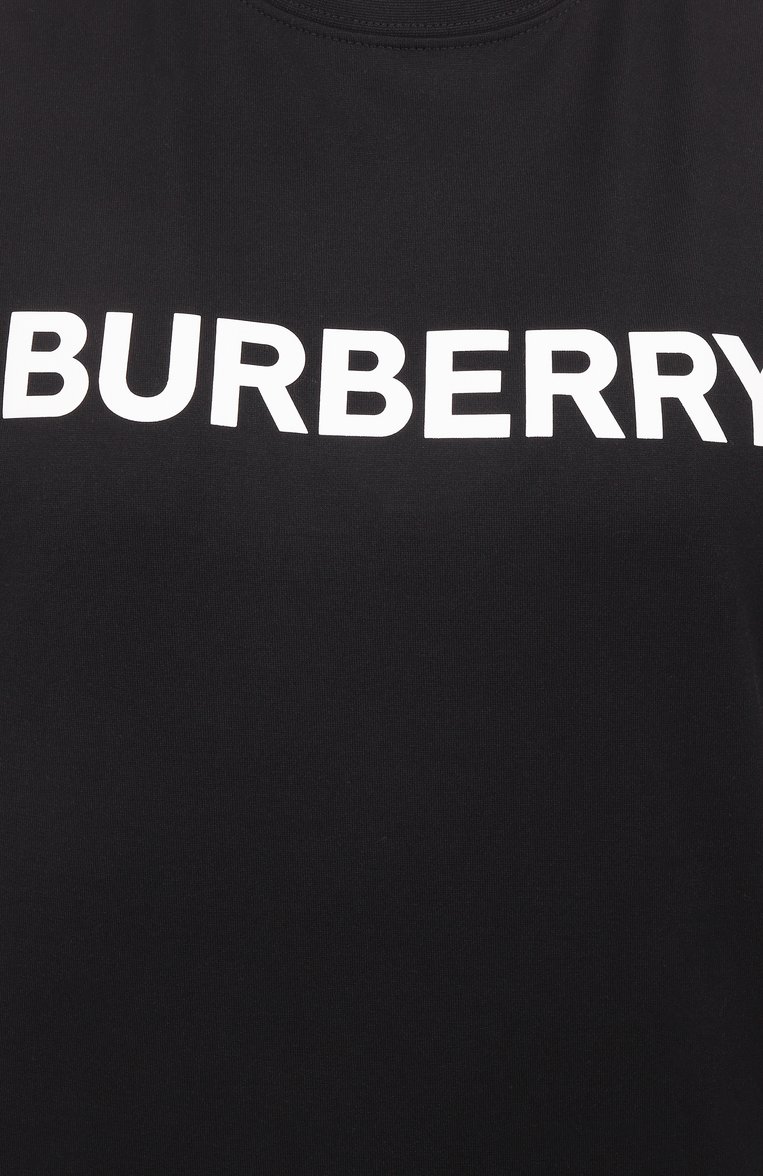 Женская хлопковая футболка BURBERRY черного цвета, арт. 8080324 | Фото 6 (Материал внешний: Хлопок; Принт: С принтом; Стили: Кэжуэл; Рукава: Короткие; Длина (для топов): Стандартные; Автоматизация ТО: Проставлено; Автоматизация сос�тава: Проставлено)