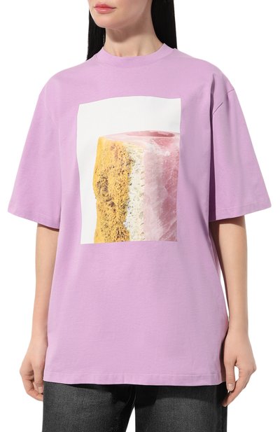 Хлопковая футболка MSGM фиолетового цвета по цене 19950 руб., арт. 3646MM02/247298, фото 3 Хлопковая футболка MSGM, арт. 3646MM02/247298, фото 3