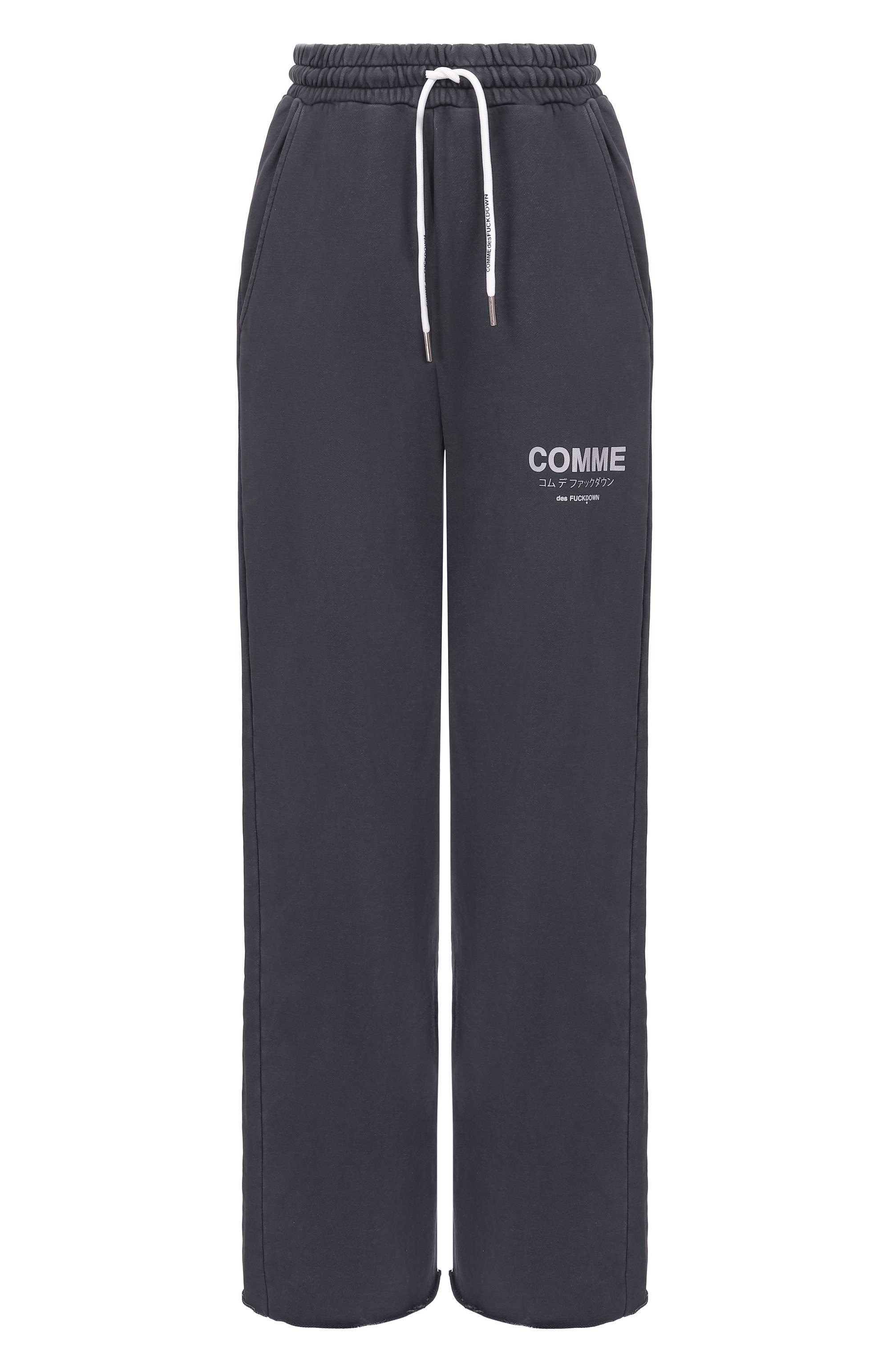 Хлопковые брюки COMME DES FUCKDOWN темно-серого цвета по цене 18300 руб., арт. CFABW01581, фото 1 Хлопковые брюки COMME DES FUCKDOWN, арт. CFABW01581, фото 1