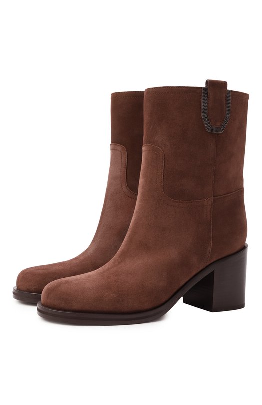 Замшевые ботильоны Brunello Cucinelli MZSFC3108 Коричневый MZSFC3108