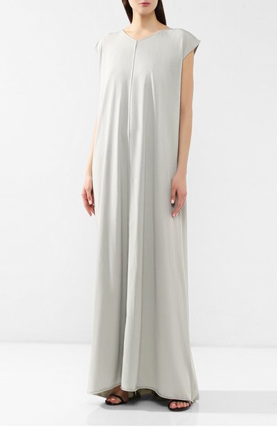 Хлопковое платье-макси RICK OWENS светло-серого цвета по цене 33200 руб., арт. R019S6550/RN, фото 3 Хлопковое платье-макси RICK OWENS, арт. R019S6550/RN, фото 3