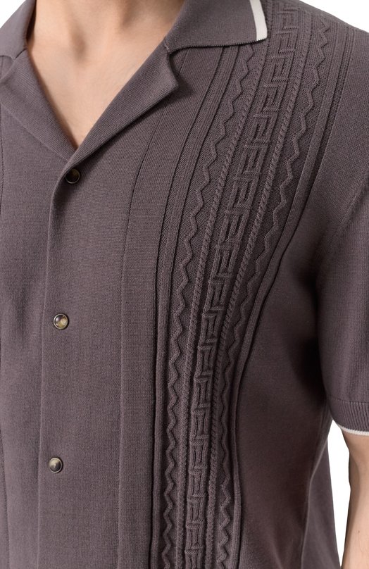 Хлопковая рубашка Brunello Cucinelli M29203415 Коричневый  M29203415 Фото 5