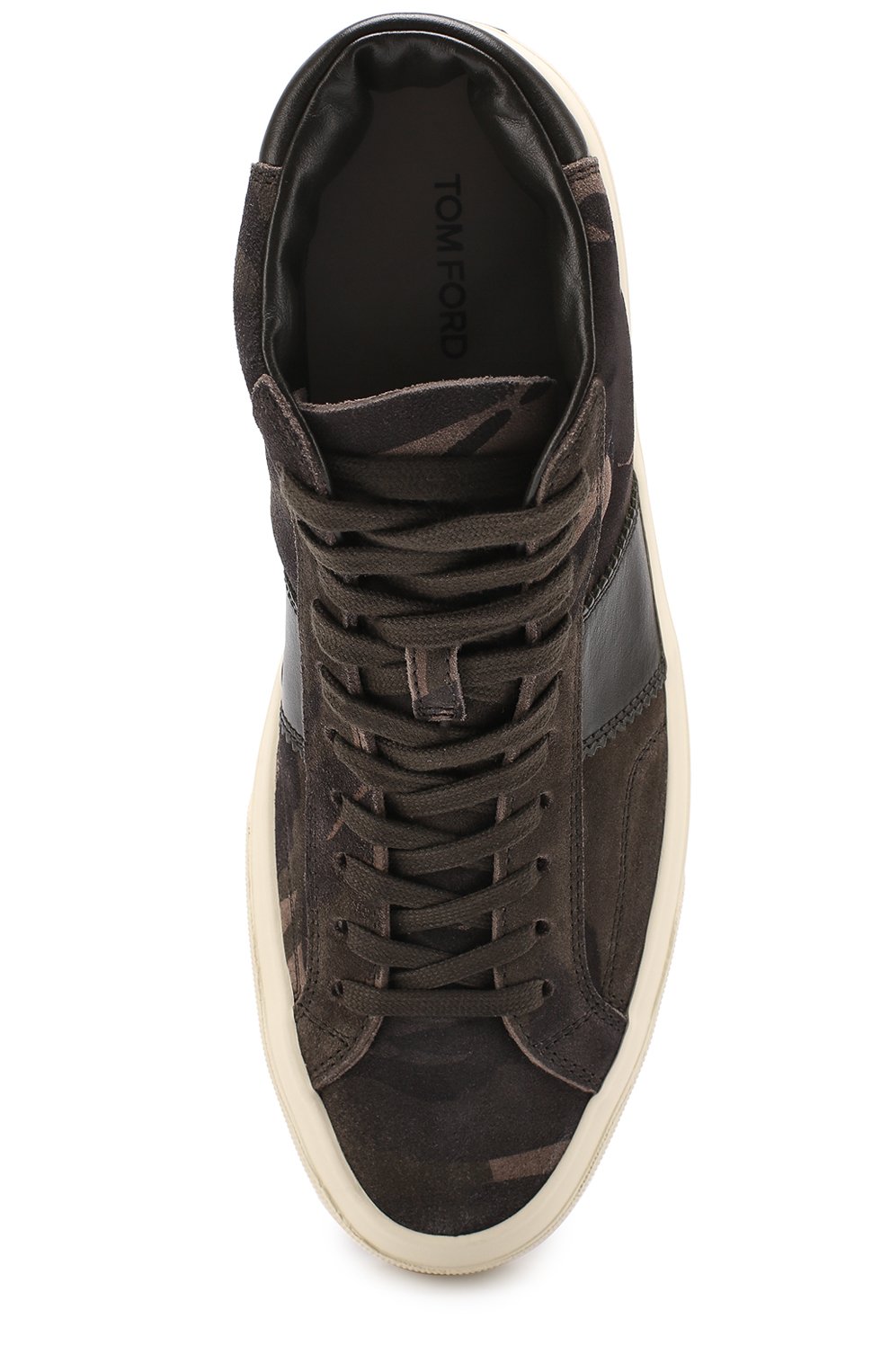 Высокие замшевые кеды на шнуровке с камуфляжным принтом TOM FORD, арт. J1062T-BRC, фото 5