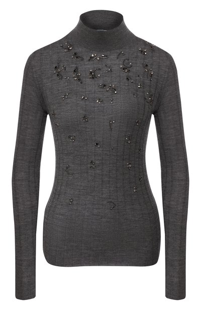 Женский пуловер из смеси кашемира и шелка PRADA, арт. P26342-1U0I-F0480