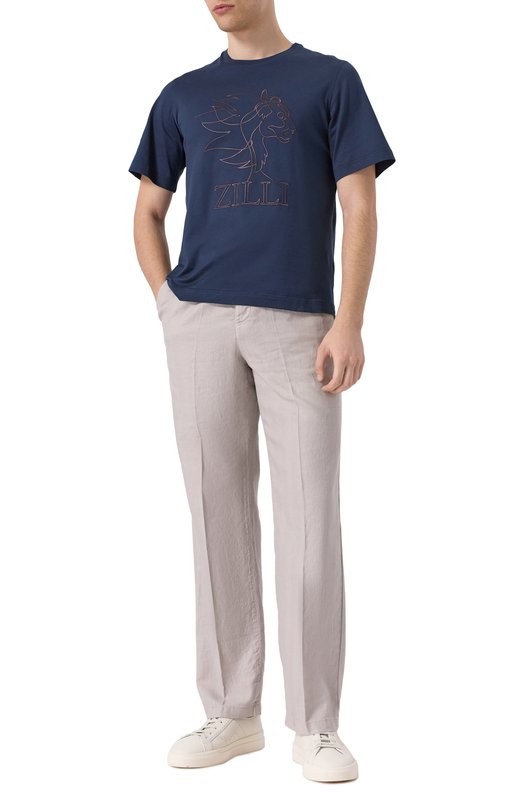 Брюки изо льна и хлопка Kiton UPR003LK0636F06 Серый  UPR003LK0636F06 Фото 2