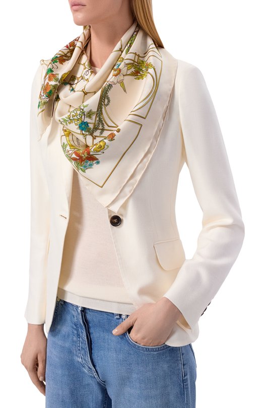 Шелковый платок Gucci 777353/3G001 Кремовый  777353/3G001 Фото 2