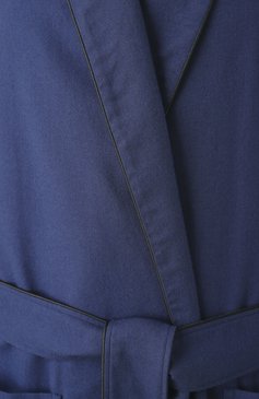 Мужской халат из хлопка и шерсти ZIMMERLI темно-синего цвета, арт. 4600-75143 | Фото 6 (Длина (верхняя одежда): Длинные; Рукава: Длинные; Драгоценные камни: Проставлено; Материал сплава: Проставлено; Кросс-КТ: домашняя одежда; Материа�л внешний: Хлопок)