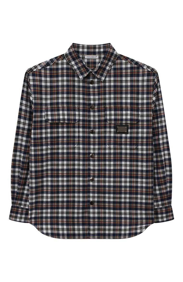 Детская хлопковая рубашка DOLCE & GABBANA разноцветного цвета, арт. L43S85/FQ5FH/8-14 | Фото 1 (Рукава: Длинные; Материал внешний: Хлопок; Случай: Повседневный; Автоматизация ТО: Проставлено; Автоматизация состава: Проставлено)