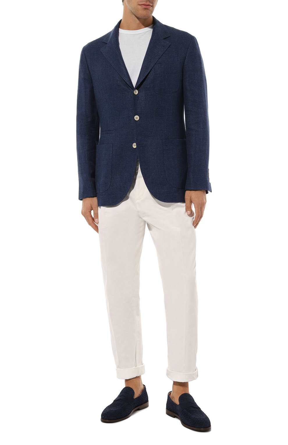 Замшевые пенни-лоферы BRUNELLO CUCINELLI темно-синего цвета по цене 138000 руб., арт. MPUIHCB799, фото 2 Замшевые пенни-лоферы BRUNELLO CUCINELLI, арт. MPUIHCB799, фото 2