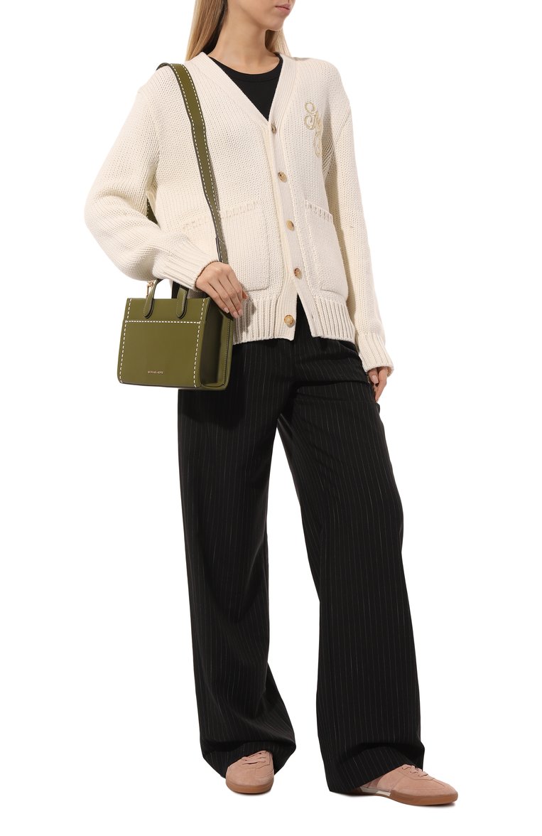 Женская сумка gigi small MICHAEL MICHAEL KORS хаки цвета, арт. 30T4G3GM5L | Фото 7 (Материал: Натуральная кожа; Ремень/цепочка: На ремешке; Драгоценные камни: Проставлено; Размер: small; Материал сплава: Проставлено)