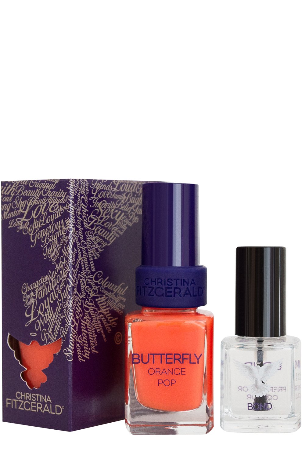 Лак для ногтей \апельсиновый фреш\" butterfly orange pop + bond (12+9ml)" CHRISTINA FITZGERALD, арт. 9333381004468, фото 1