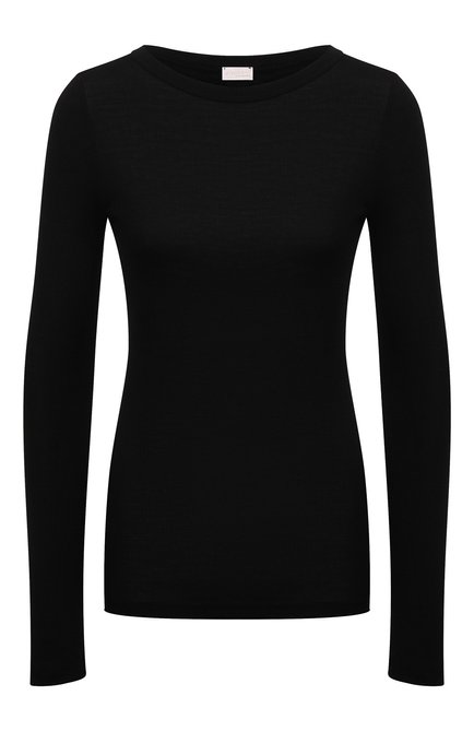 Женская лонгслив из шерсти и шелка ZIMMERLI черного цвета, арт. 370-53020 | Фото 1 (Нос: Не проставлено; Материал внешний: Шелк, Шерсть; Материал сплава: Проставлено)