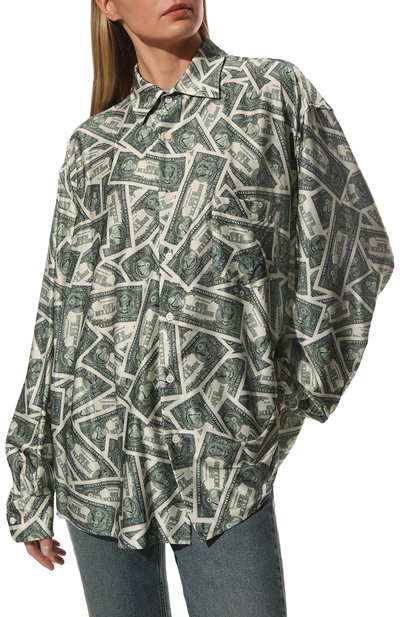 Рубашка из вискозы VETEMENTS зеленого цвета по цене 112500 руб., арт. UA53SH800M 2734/W, фото 3 Рубашка из вискозы VETEMENTS, арт. UA53SH800M 2734/W, фото 3