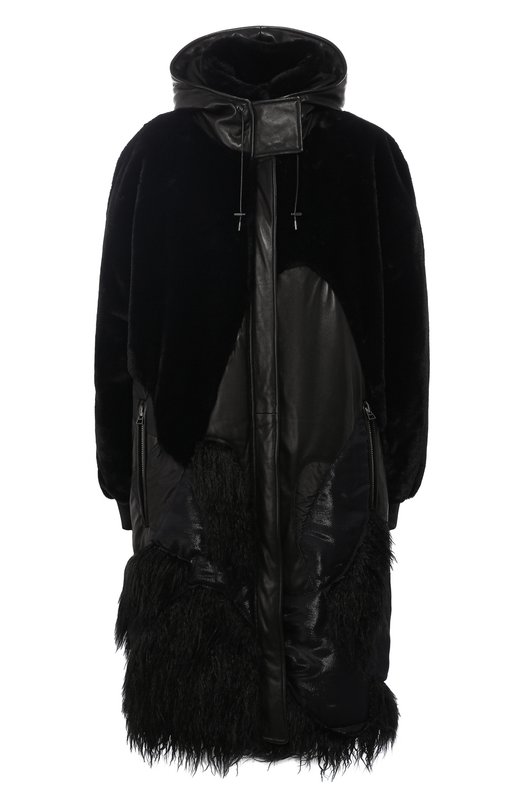 

Пальто с капюшоном и кожаной отделкой Tom Ford, Чёрный