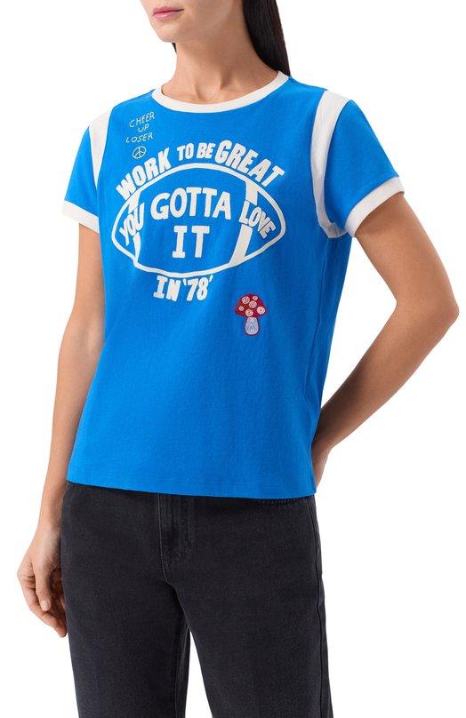 Хлопковая футболка Mother 81601-1574 Синий  81601-1574 Фото 3