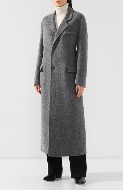 Шерстяное пальто CELINE серого цвета по цене 299500 руб., арт. 28W814904, фото 3 Шерстяное пальто CELINE, арт. 28W814904, фото 3