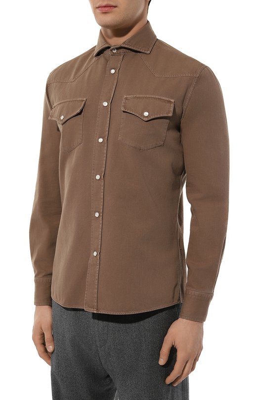Джинсовая рубашка Brunello Cucinelli M192P4008 Коричневый  M192P4008 Фото 3